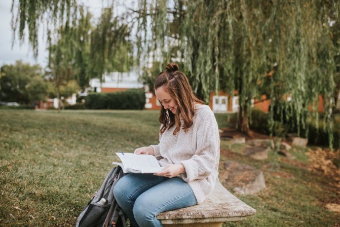 ministry student studying outside