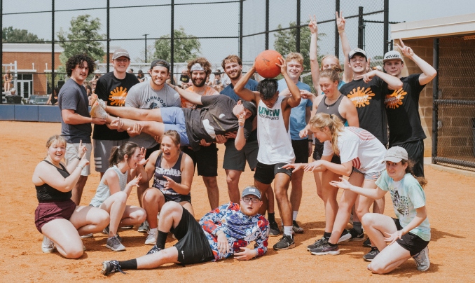 student kickball team on Founders Day