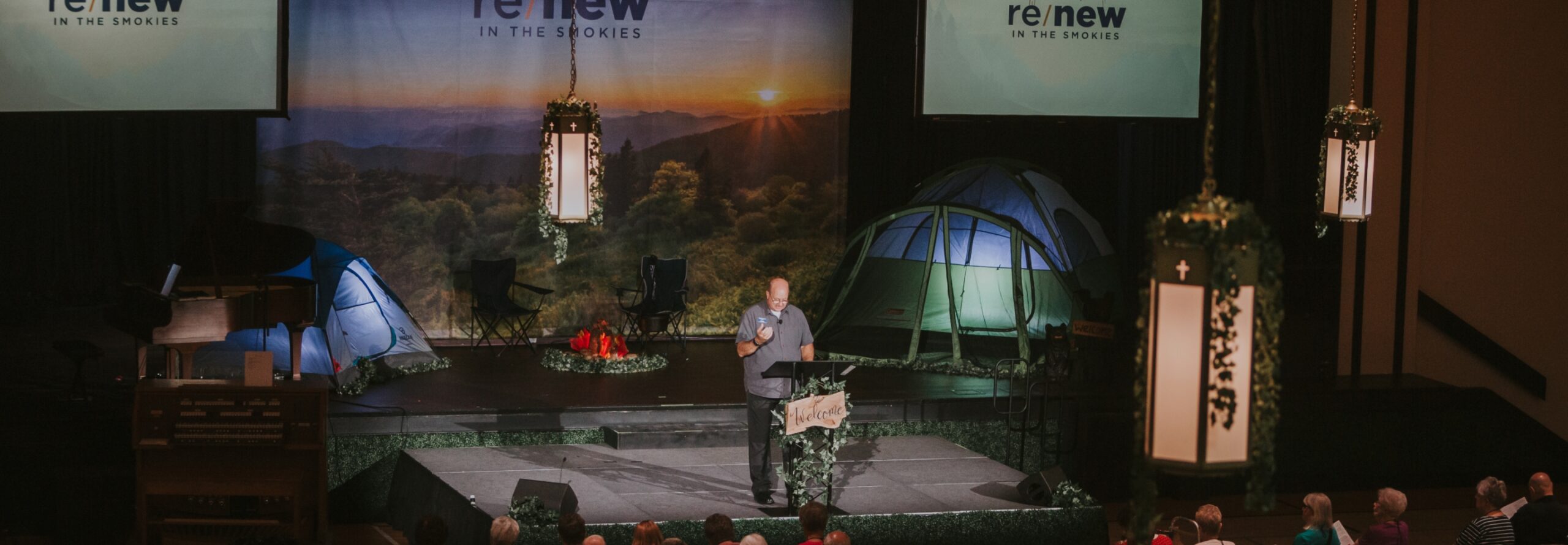 Dr. Smith leading a Bible study at Renew in the Smokies